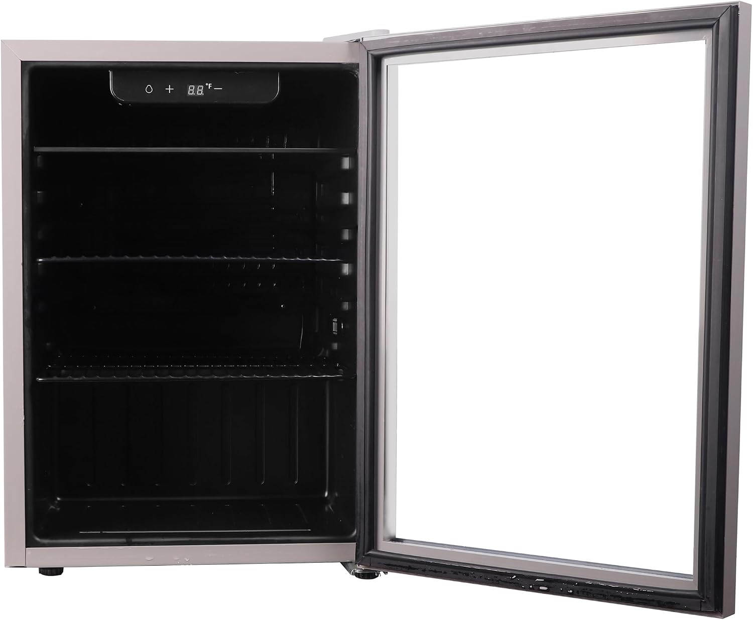 Frigidaire EFMIS9000AMZ, Beverage Fridge Refrigerator with Glass Door, Compact Mini Fridge with Digital Temperature Control Fits 88 Cans or 25 Bottles, 74L Capacity - 19.29'D x 25'W x 17.51'H, Silver