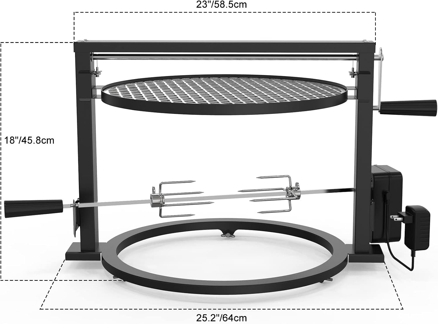 only fire Santa-Maria Style Rotisserie Rotating System for Solo Stove Bonfire 19.5' Smokeless Fire Pit - Global Patent