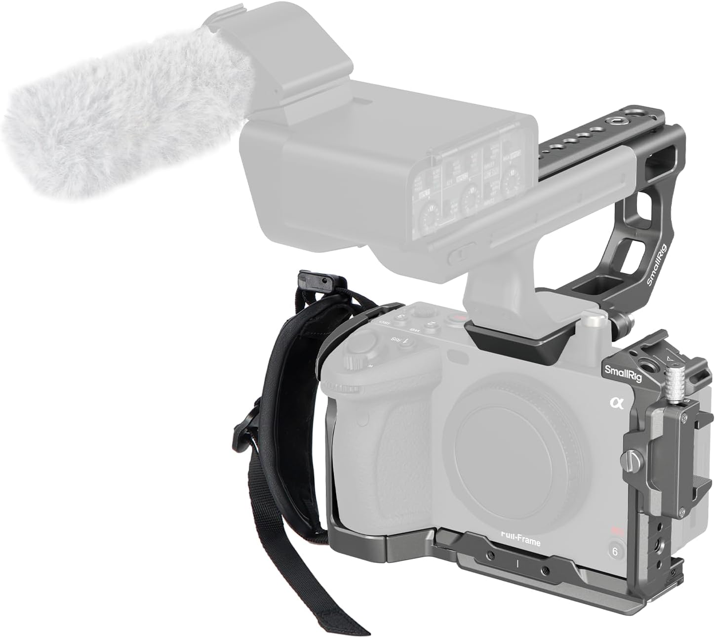 SmallRig FX3 / FX30 HawkLock Quick Release Camera Cage Kit for Sony with XLR Handle Extension, Wrist Strap and Cable Clamp for HDMI, QR Cold Shoe, NATO Rail/QR Plate for Arca,Titanium Gray