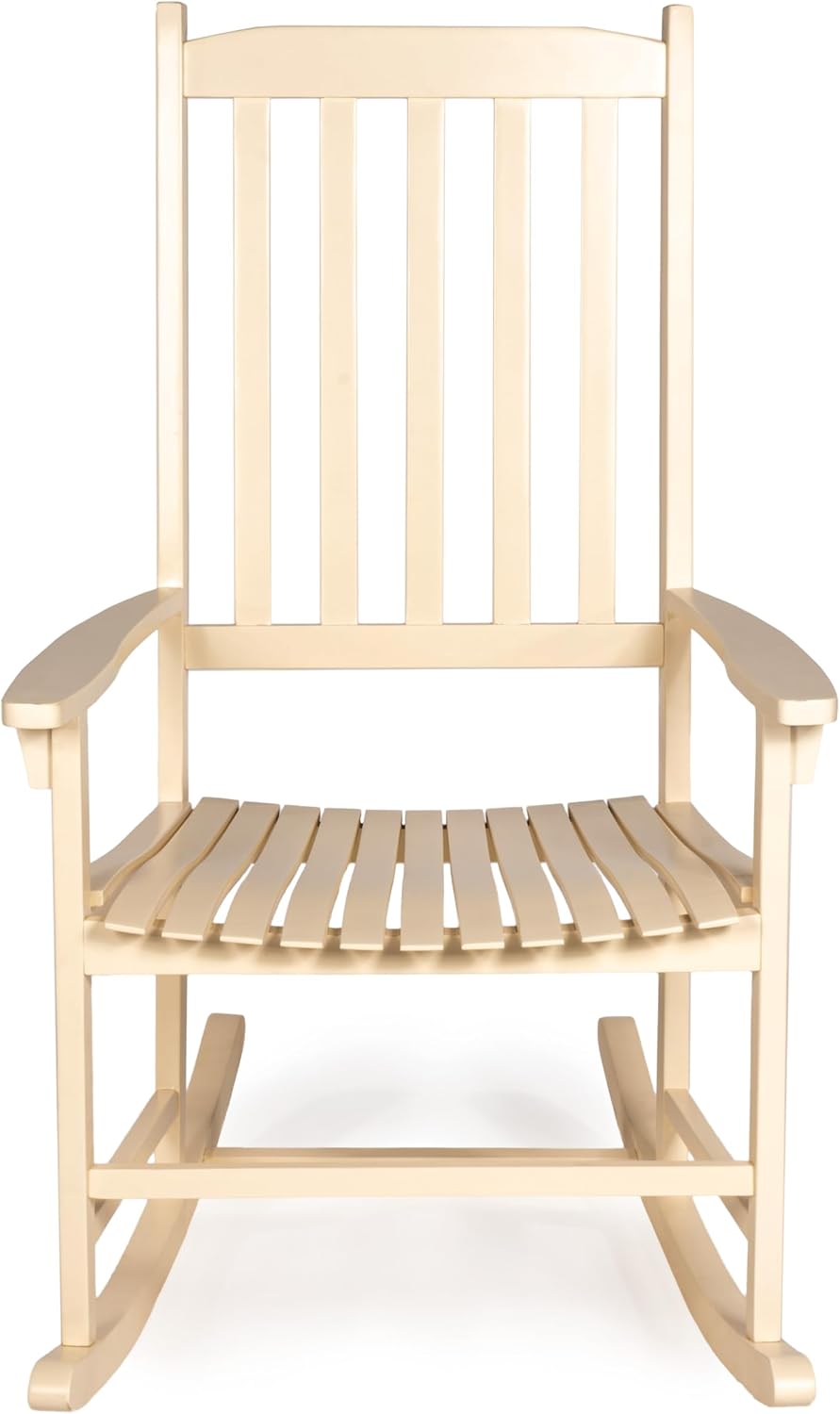 JONATHAN Y RCK300D Seagrove Farmhouse Classic Slat-Back 350-LBS Support Acacia Wood Outdoor Rocking Chair Traditional, Coastal, Cottage, Vintage, Shabby Chic, Almond
