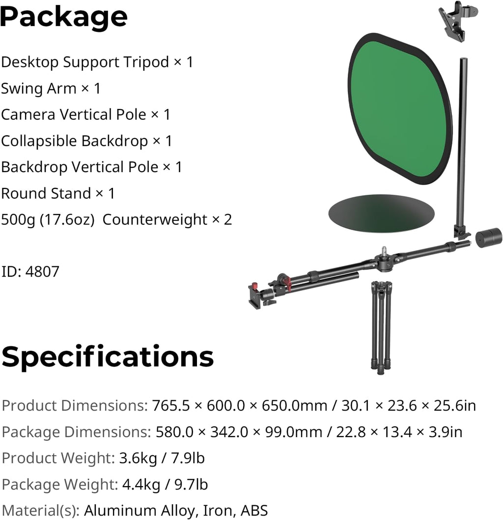 SmallRig Professional 12' 360° Photography Turntable, Adjustable Shooting Angle, Camera Spinner Portable Video Rotating Platform, Photo Booth for Product Photography/Video Making - 4807