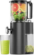 EanOruus Cold Press Juicer, 5.8' Wide Feed Chute Juice Extractor Machine with 400W, High Juice Yield, Slow Masticating Juicer for Whole Vegetables & Fruits, Black Gray