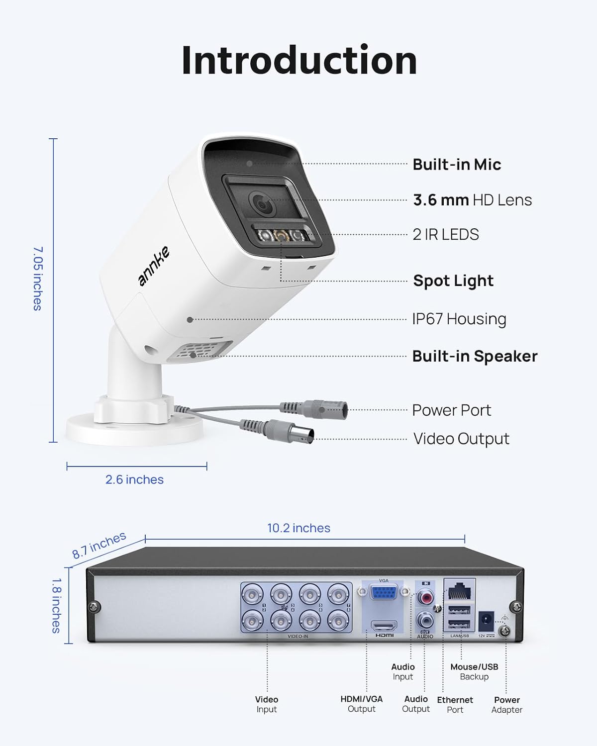 ANNKE 3K Two-Way Audio Security Camera System, 8CH 3K Lite H.265+ DVR with AI Human/Vehicle Detection, 4X 5MP/3K CCTV Wired Cams with Color Night Vision, 1TB HDD for Home Surveillance 24/7 Recording