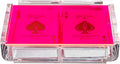 Modern Elegant Playing Card Deck Holder Tray with 2 Decks of Playing Cards in Unique Stylish Deluxe Acrylic Box with Color lid (Neon Pink)