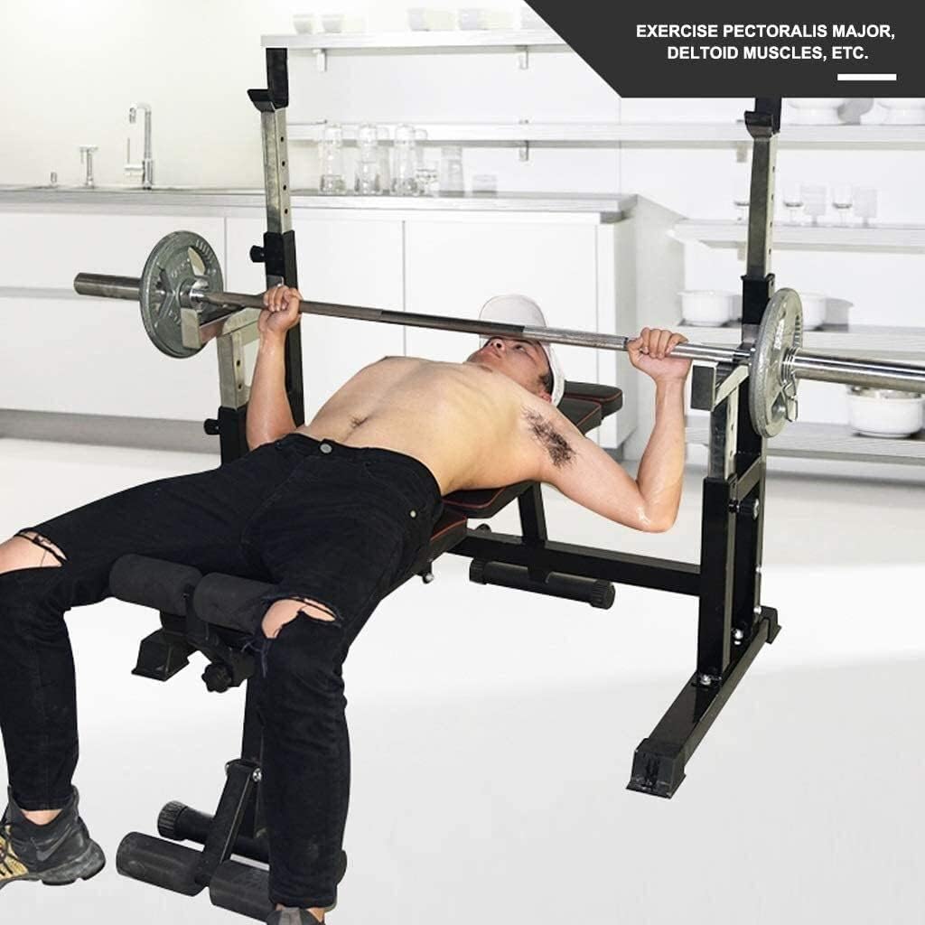 Large Squat Stand Dipping Station Gym Weight Bench Press Stand Household Bench Press Rack Fitness Barbell Rack Adjustable Squat Rack Weight Training E