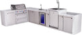 Mont Alpi Premium 4-Burner 82'x161' L-Shaped 400 Deluxe Stainless Steel Modular Outdoor Kitchen Island BBQ Grill + Beverage Center Refrigerator Faucet & Sink + Kegerator + Storage Drawers & Cabinets