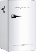 Frigidaire Retro Compact Fridge with Chiller, 3.2 cu ft Countertop Fridge with Built-In Bottle Opener, Compact Refrigerator for Office, Bedroom, Dorm Room or Cabin - 18.7'D x 19.01'W x 33.27'H (White)