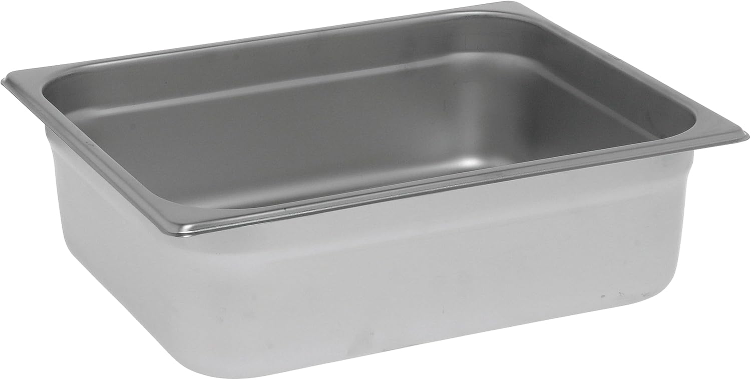 Kratos Commercial Electric Countertop Food Warmer and Cooker with Two Half Size Hotel Pans and Slotted Lids, 120V, 1200 Watts, Stainless Steel Portable Food Warmer with Pans