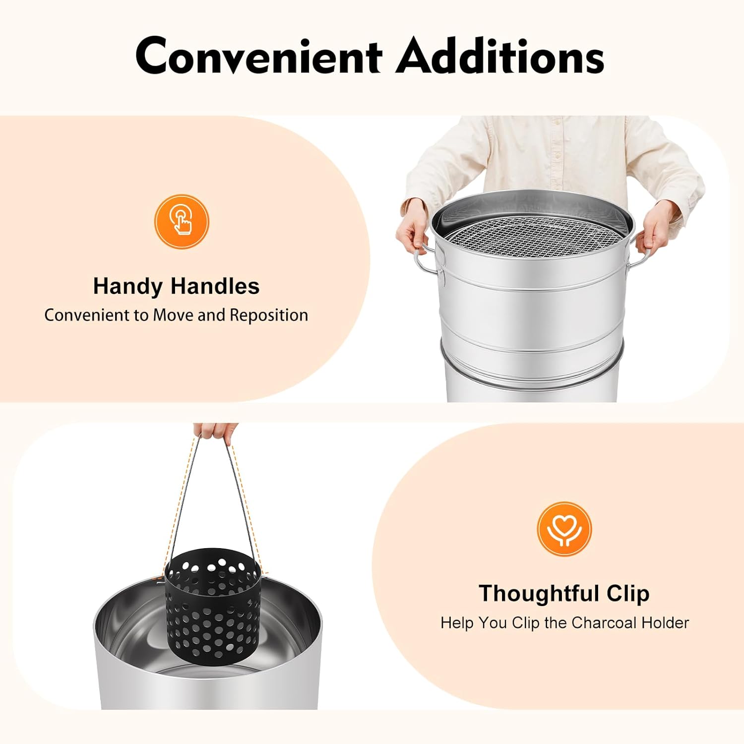 Large Portable Vertical Charcoal Grills, Stainless Charcoal BBQ Grill Barrel 360° Smokeless Outdoor with 50 Skewers for Travel, Outdoor Cooking and BBQ, Camping Picnic Patio Backyard (Large)