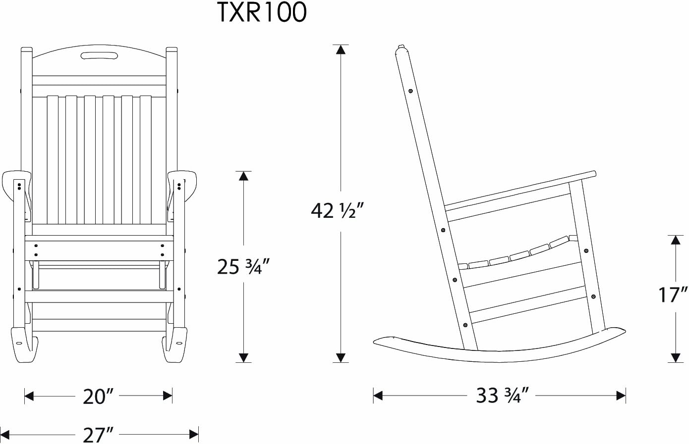 Trex Outdoor Furniture by Polywood Yacht Club Rocker Chair, Classic White (TXR100CW)
