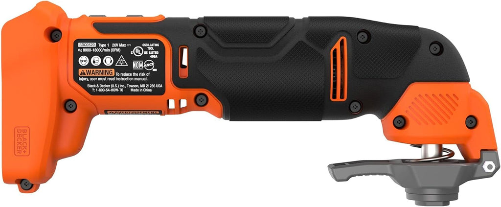 BLACK + DECKER 20V MAX Oscillating Tool, MultiTool, 6-speed, Tool Only (BDCOS20B)