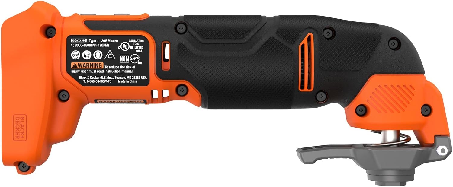 BLACK + DECKER 20V MAX Oscillating Tool, MultiTool, 6-speed, Tool Only (BDCOS20B)