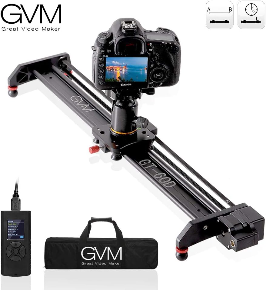 GVM Camera Slider, 27' Aluminum Alloy Motorized Slider with Time-Lapse, Video Shooting and Round Trip Shooting, Track Dolly Rail for Most DSLR Cameras for Interview Photography