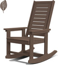GREENVINES Outdoor Rocking Chairs | Porch Rocker | HDPE Plastic | Wood Grain | Oversized Rockers | High Back | Big & Tall | Ladder Back | Dark Brown | for Patio Outside