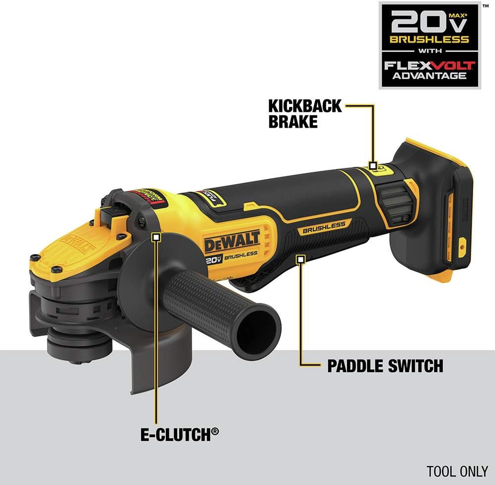 DEWALT FLEXVOLT ADVANTAGE 20V MAX* Angle Grinder, Paddle Switch, 4-1/2-Inch to 5-Inch, Tool Only (DCG416B)