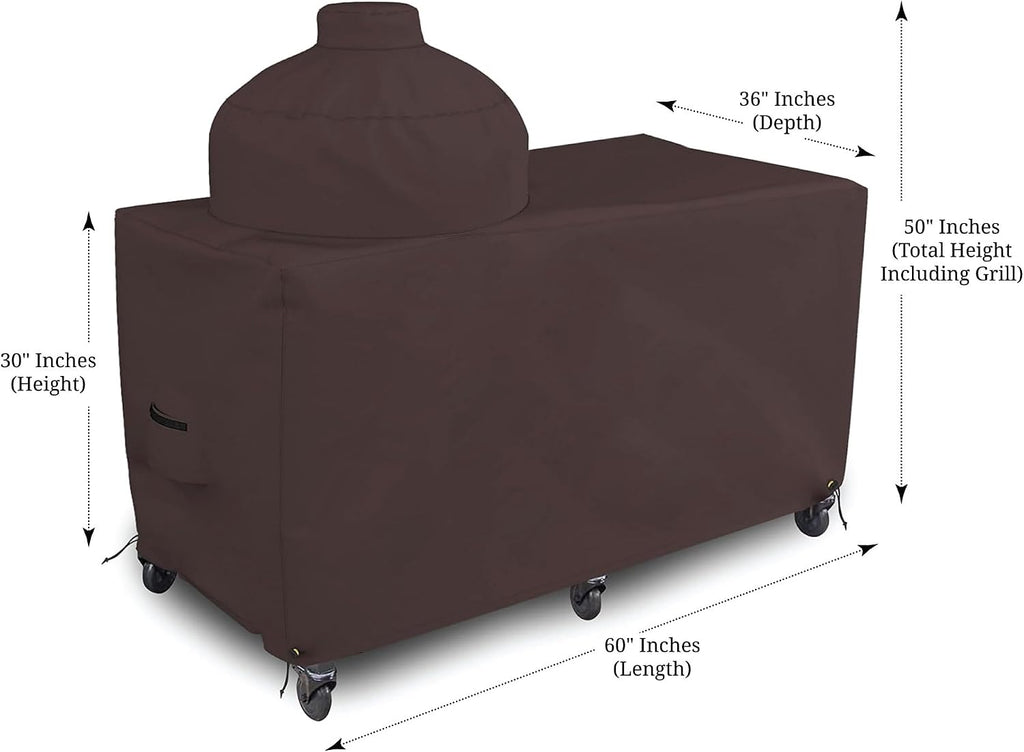 Big Egg Grill Outdoor Patio Covers 18 Oz Waterproof - 100% UV & Weather Resistant PVC Coated Patio Furniture Covers with Air Pockets & Drawstring for Snug fit (60' L x 36' D x 50' H, Coffee)