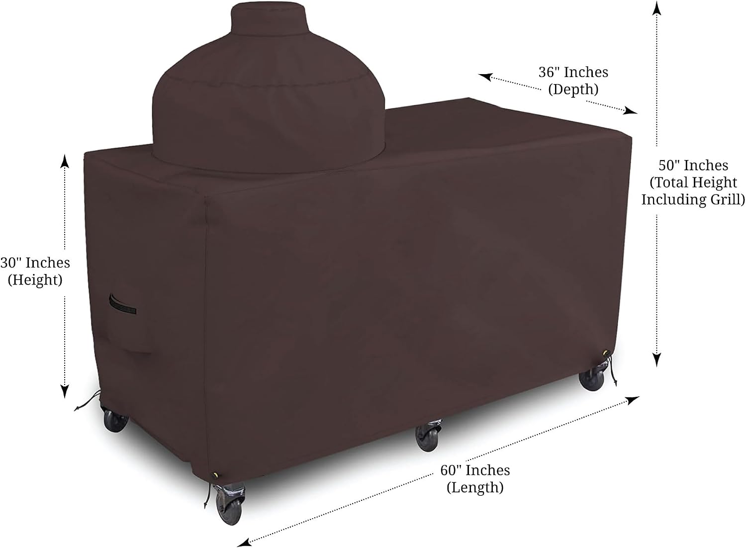 Big Egg Grill Outdoor Patio Covers 18 Oz Waterproof - 100% UV & Weather Resistant PVC Coated Patio Furniture Covers with Air Pockets & Drawstring for Snug fit (60' L x 36' D x 50' H, Coffee)