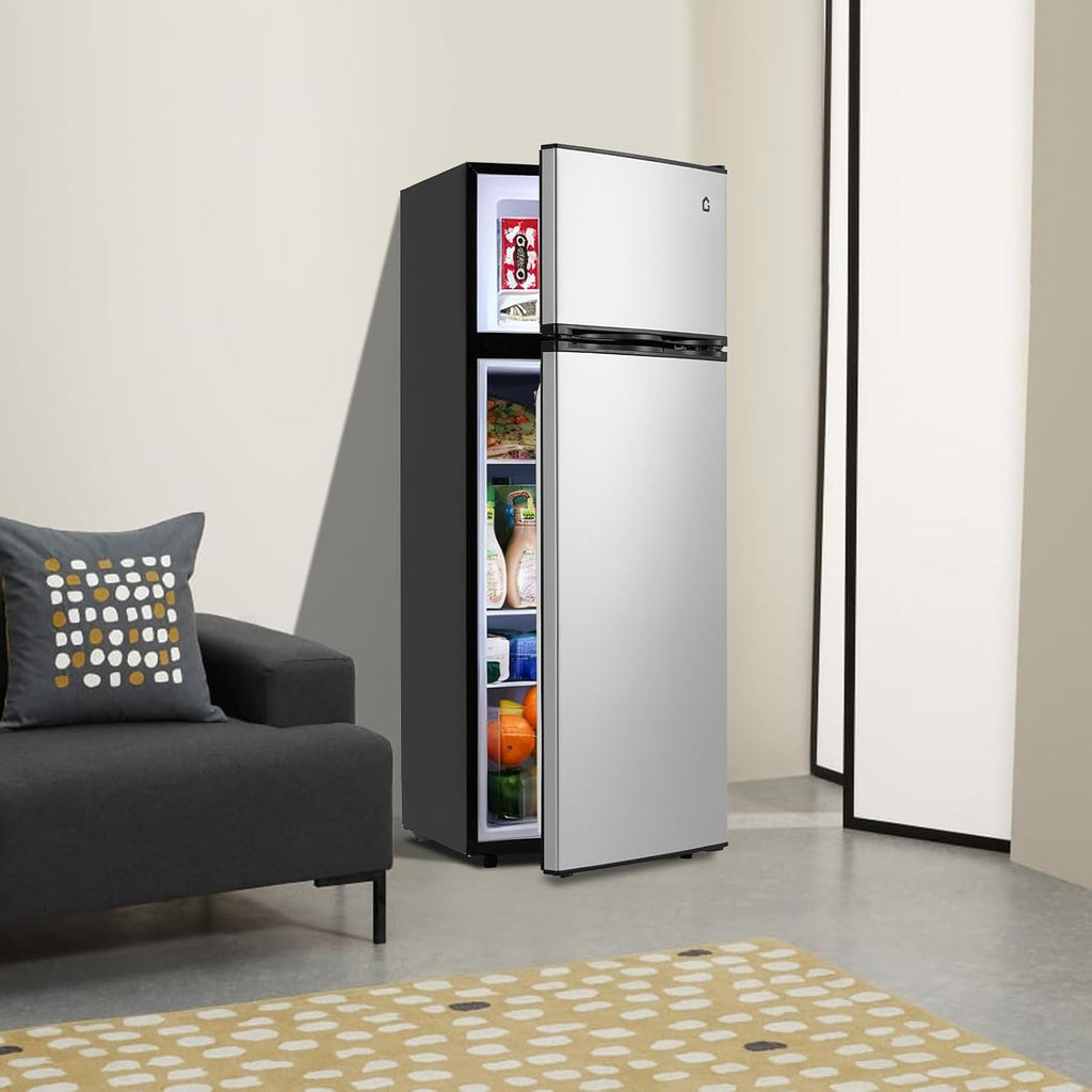Garvee 7.5 Cu. Ft. Compact Refrigerator | Two Door Mini Fridge with Energy-Efficient & Quiet Operation | for Dorm, Office, Bedroom, Kitchen, Bar Use with Adjustable Shelves