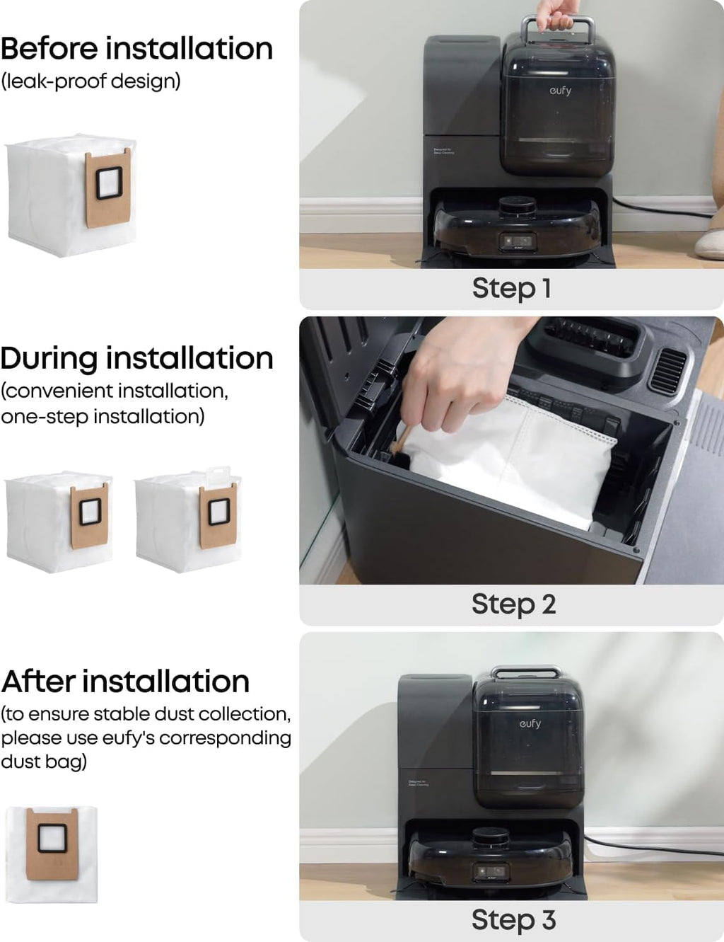 eufy E25 Omni Robot Vacuum and Mop Combo,HydroJet System, 20,000Pa Turbo Suction, Zero-Tangle Design, Auto-Empty & Self-Cleaning All-in-One Station + Official Dust Bags*3