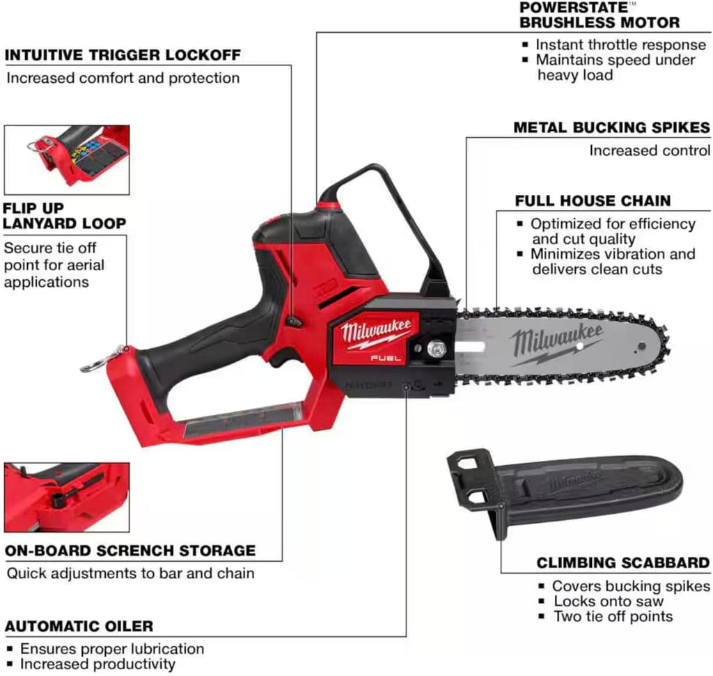 Milwaukee M18 FUEL 8 in. 18V Lithium-Ion Brushless HATCHET Pruning Saw Kit with 6Ah High Output Battery and Charger