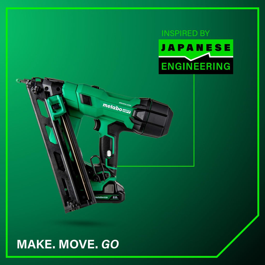 Metabo HPT 18V MultiVolt Brushless Pro 15-GA Angled Finish Nailer Kit, 15 Gauge Finish Nailer, Power Tool with 2.0Ah Lithium Ion Battery, 1-1/4' to 2-1/2' Nails, Powerful Brushless Motor, NT1865DAA