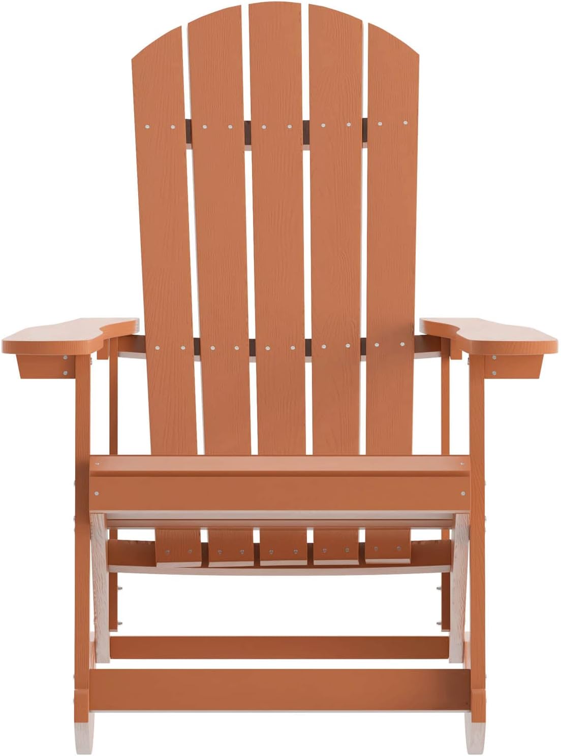 Flash Furniture Savannah Poly Resin Wood Adirondack Rocking Chair - All Weather Red Polystyrene - Stainless Steel Hardware - Set of 2