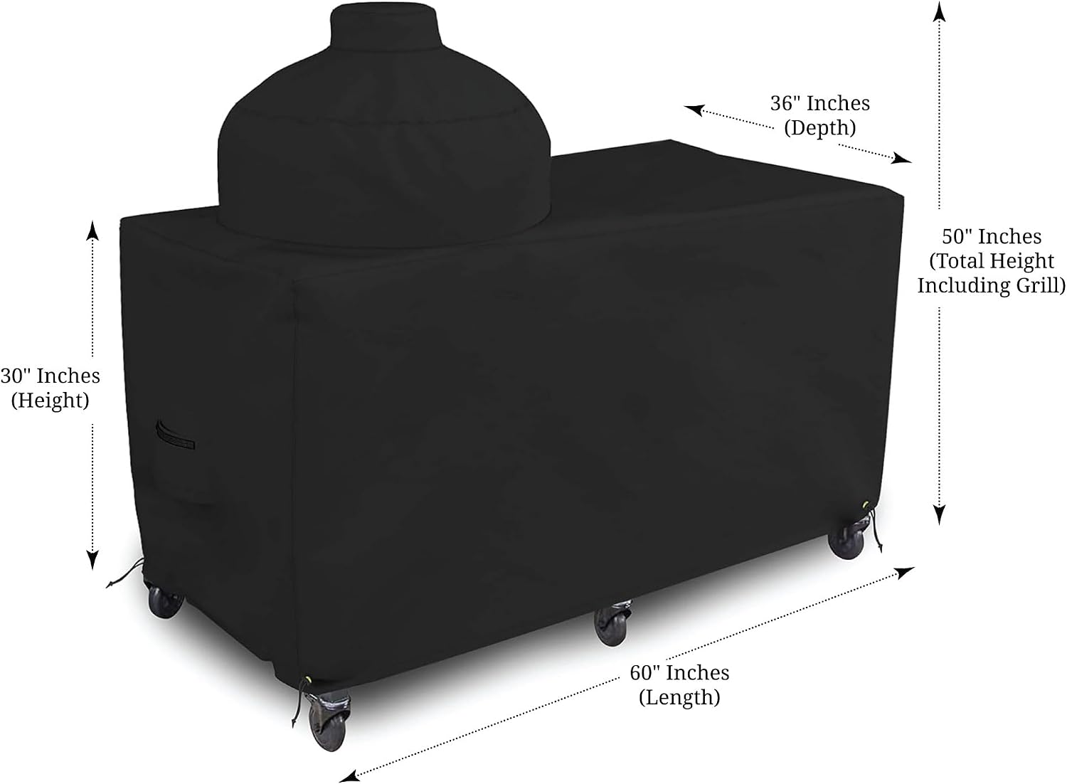 Big Egg Grill Outdoor Patio Covers 18 Oz Waterproof - 100% UV & Weather Resistant PVC Coated Patio Furniture Covers with Air Pockets & Drawstring for Snug fit (60' L x 36' D x 50' H, Black)