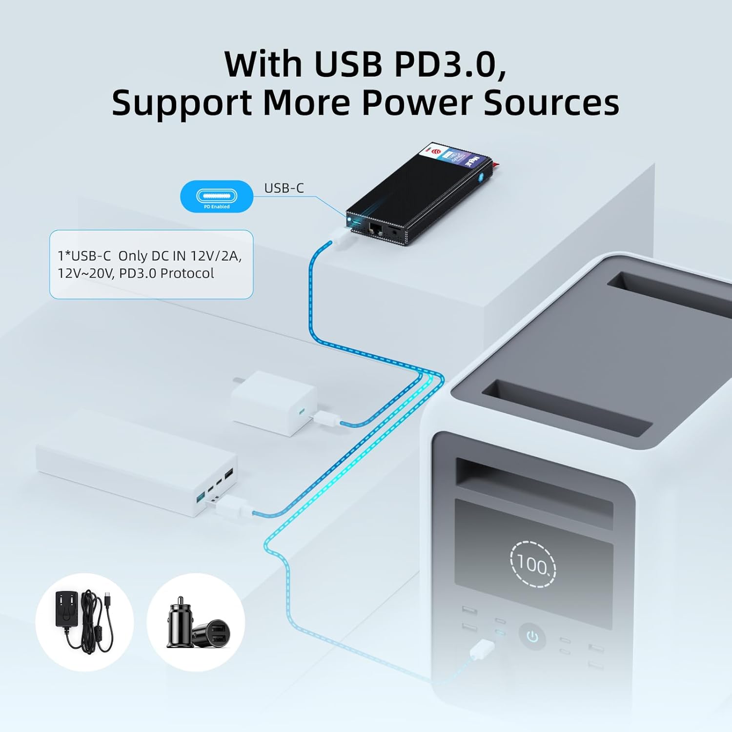 MeLE PCG02 Pro Fanless N100 Mini PC Stick 8GB LPDDR4x 256GB eMMC Win11pro Slim Micro Computer Stick Dual HDMI 4K Display WiFi 5 BT5.1 GbE, Support PD3.0 Protocol, on IoT, Digital Signage, MES, WMS