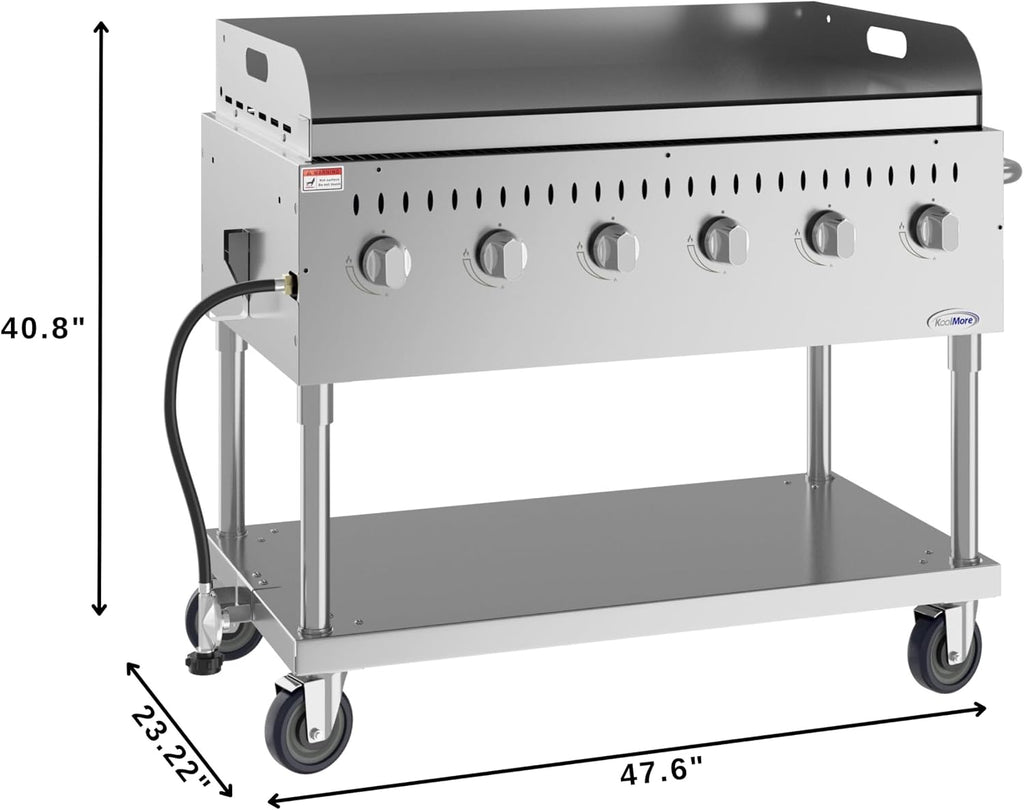 48 in. Commercial Outdoor Propane Gas Grill with Griddle, ETL Listed in Stainless-Steel (CGKIT4-48G)