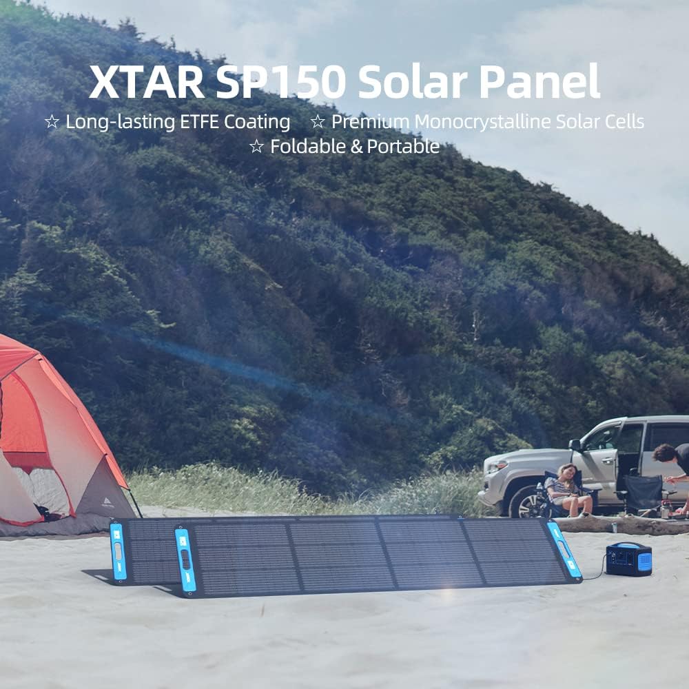 XTAR SP150 150W Portable Solar Panel for Power Station, Foldable Solar Charger with Adjustable Kickstand, Highly Efficient Panel for Outdoor Camping RV Off Grid System