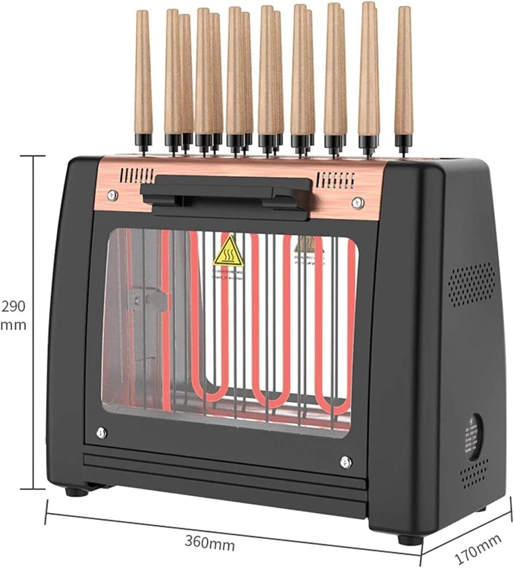 Automatic Rotating Barbecue Grill, Smokeless Indoor Vertical Grill with 360 Degree Rotation, 2 Stage Temperature Control, Portable Kitchen BBQ for Lamb Skewers