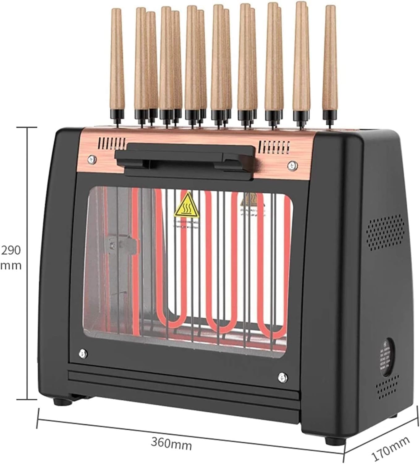 Automatic Rotating Barbecue Grill, Smokeless Indoor Vertical Grill with 360 Degree Rotation, 2 Stage Temperature Control, Portable Kitchen BBQ for Lamb Skewers