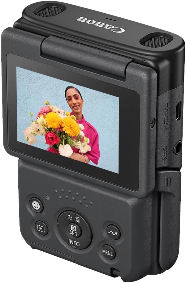 Canon PowerShot V10 Compact Vlogging Camera, 1' CMOS Sensor, 4K Video Streaming, Built‑in Wide‑Angle Zoom Lens, Flip‑LCD & Stereo Mic, Image Stabilization, Creator Studio in Your Pocket, Black
