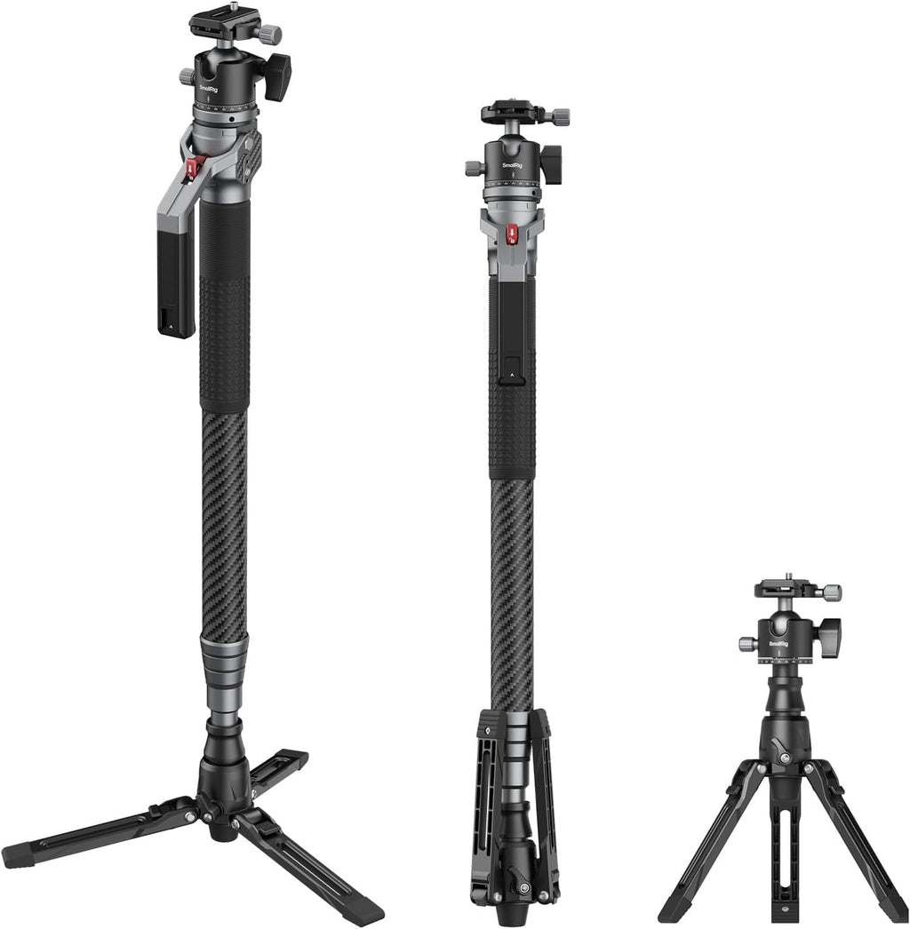 SmallRig 166.5cm / 65.6' Carbon Fiber Monopod for Camera, Compact Camera Monopod with One-Touch Height Adjustment, Max. 5kg Playload Ball Head, Storage Size of 68cm / 26.8', Weighs 1.72kg / 3.8lb