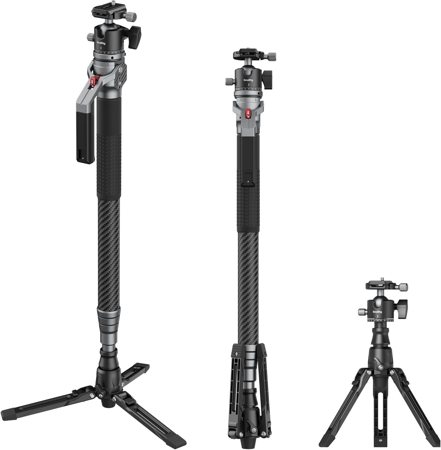 SmallRig 166.5cm / 65.6' Carbon Fiber Monopod for Camera, Compact Camera Monopod with One-Touch Height Adjustment, Max. 5kg Playload Ball Head, Storage Size of 68cm / 26.8', Weighs 1.72kg / 3.8lb