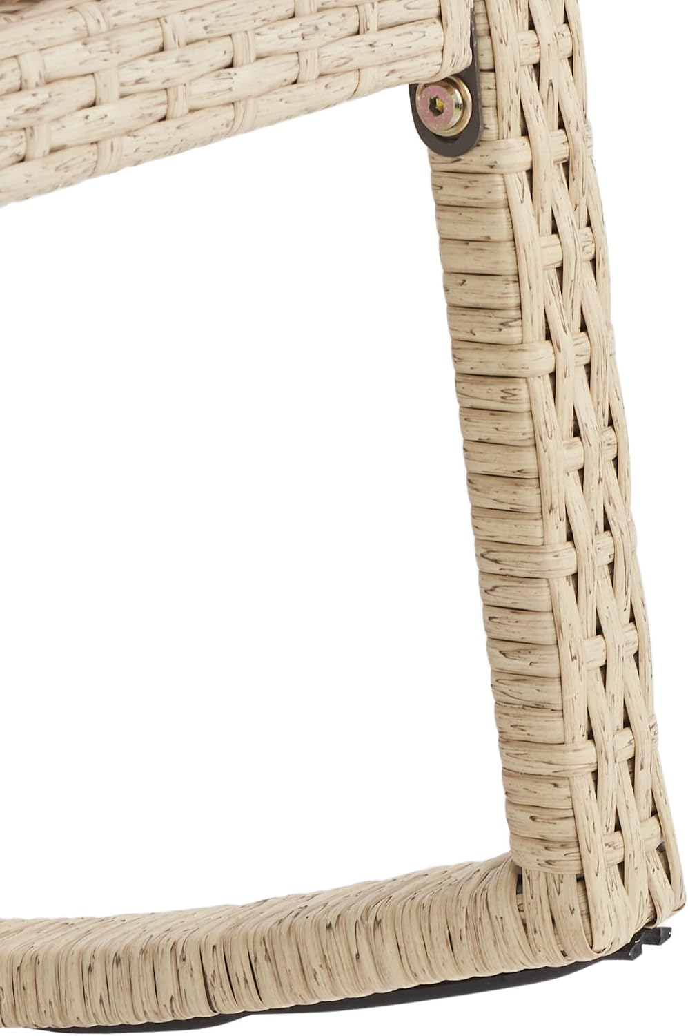 SAFAVIEH Outdoor - Daire Rocking Chair - Beige & White - Steel Frame & Faux Rattan with Cushion - Open-Frame Design - Ideal for Patio, Deck, Porch, Backyard, 14.4' Seat Height (PAT7721B)
