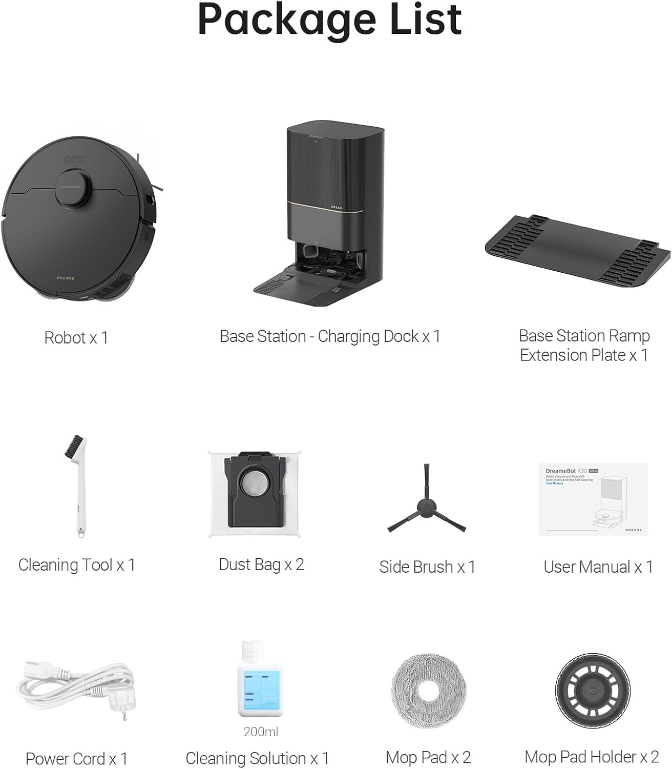 DREAME X30 Ultra Robot Vacuum and Mop Combo, 8300Pa Suction, Mop Extend and Mop Self Cleaning with 140°F Water, Removable & Liftable Mop, Self Refilling, Mop Self Drying, Smart Carpet Cleaning