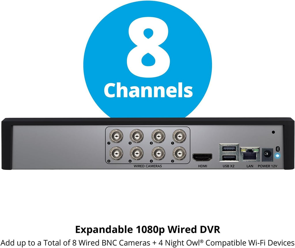 Night Owl 12 Channel DVR Video Home Security Camera System with (6) Wired 1080p HD Indoor/Outdoor Deterrence Cameras and 1TB Hard Drive (Add up to 4 Wi-Fi Cameras)
