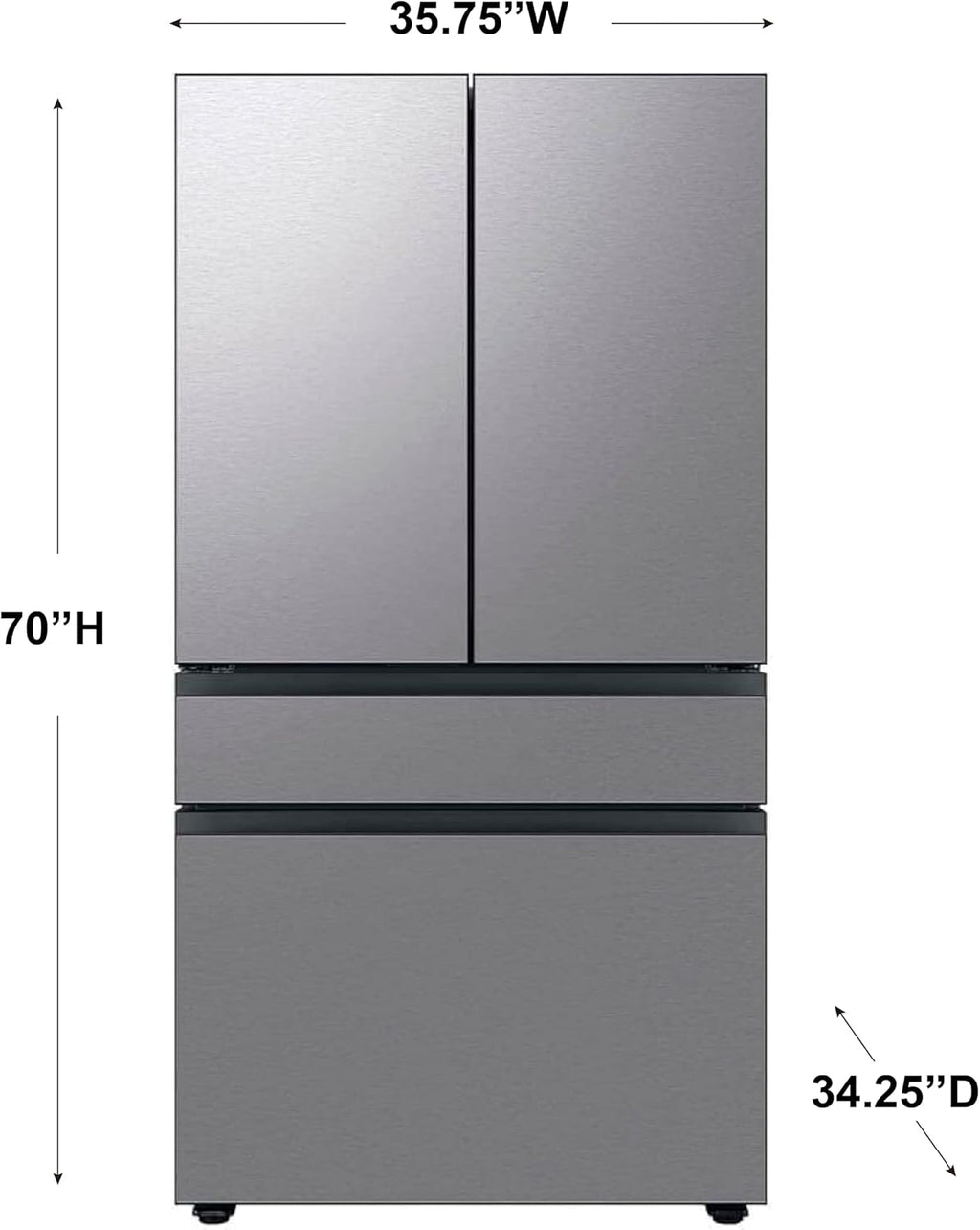 Samsung 29 Cu. Ft. Bespoke 4-Door French Door Refrigerator with Beverage Center, Stainless Steel, RF29BB8600QLAA