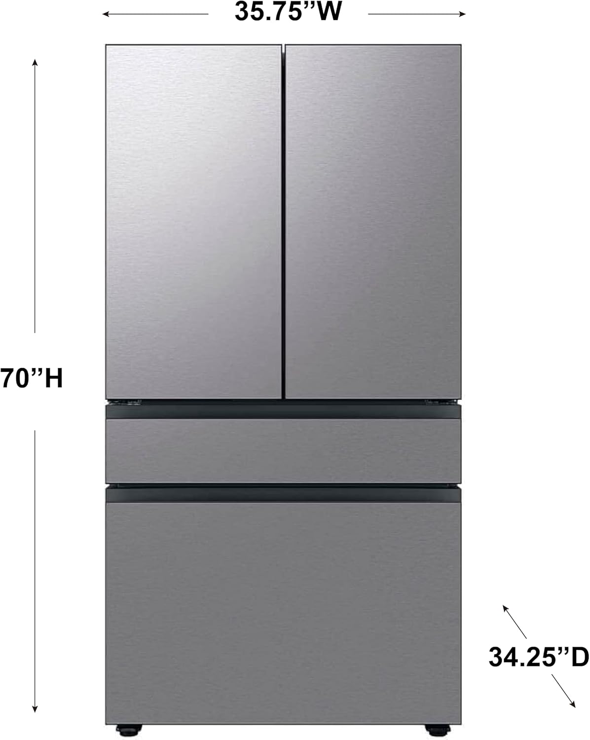 Samsung 29 Cu. Ft. Bespoke 4-Door French Door Refrigerator with Beverage Center, Stainless Steel, RF29BB8600QLAA