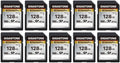【5-Years Data Recovery】 GIGASTONE 128GB SD Card 10-Pack, 4K Camera Pro, A1 V30 SDXC Memory Card 4K UHD Video Compatible with Canon Digital Camera, with 10 Mini Cases