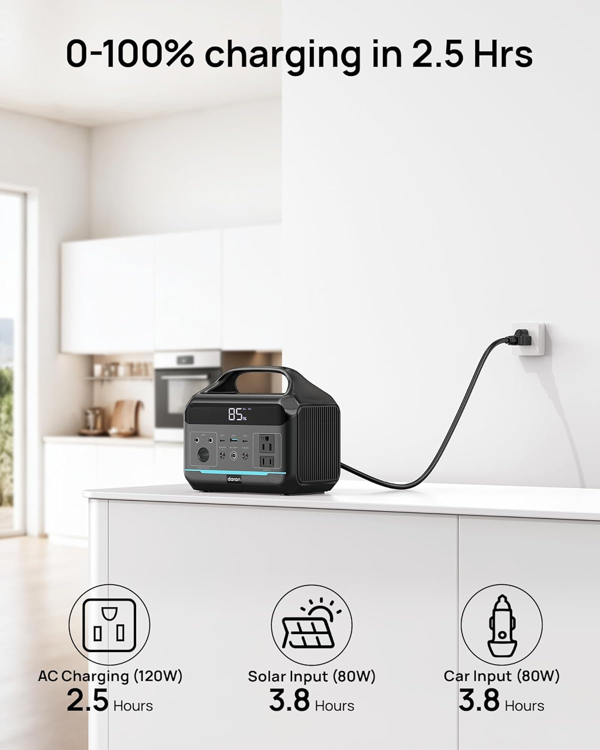Portable Power Station 288Wh LiFePO4 Battery, 600W Power Bank with AC Outlet Fast Charging 8.4LB Lightweight Solar Generator with Multi-Port Output for Outdoor Camping, Travel, and Emergency Backup