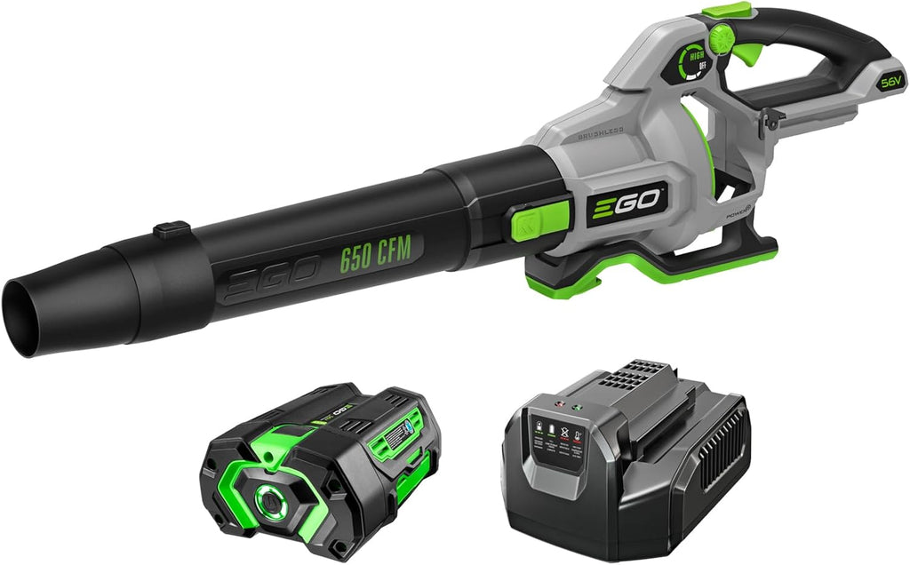 EGO POWER+ Leaf Blower, Cordless Electric 650 CFM, Includes 56V 5.0Ah Battery and Charger - LB6504