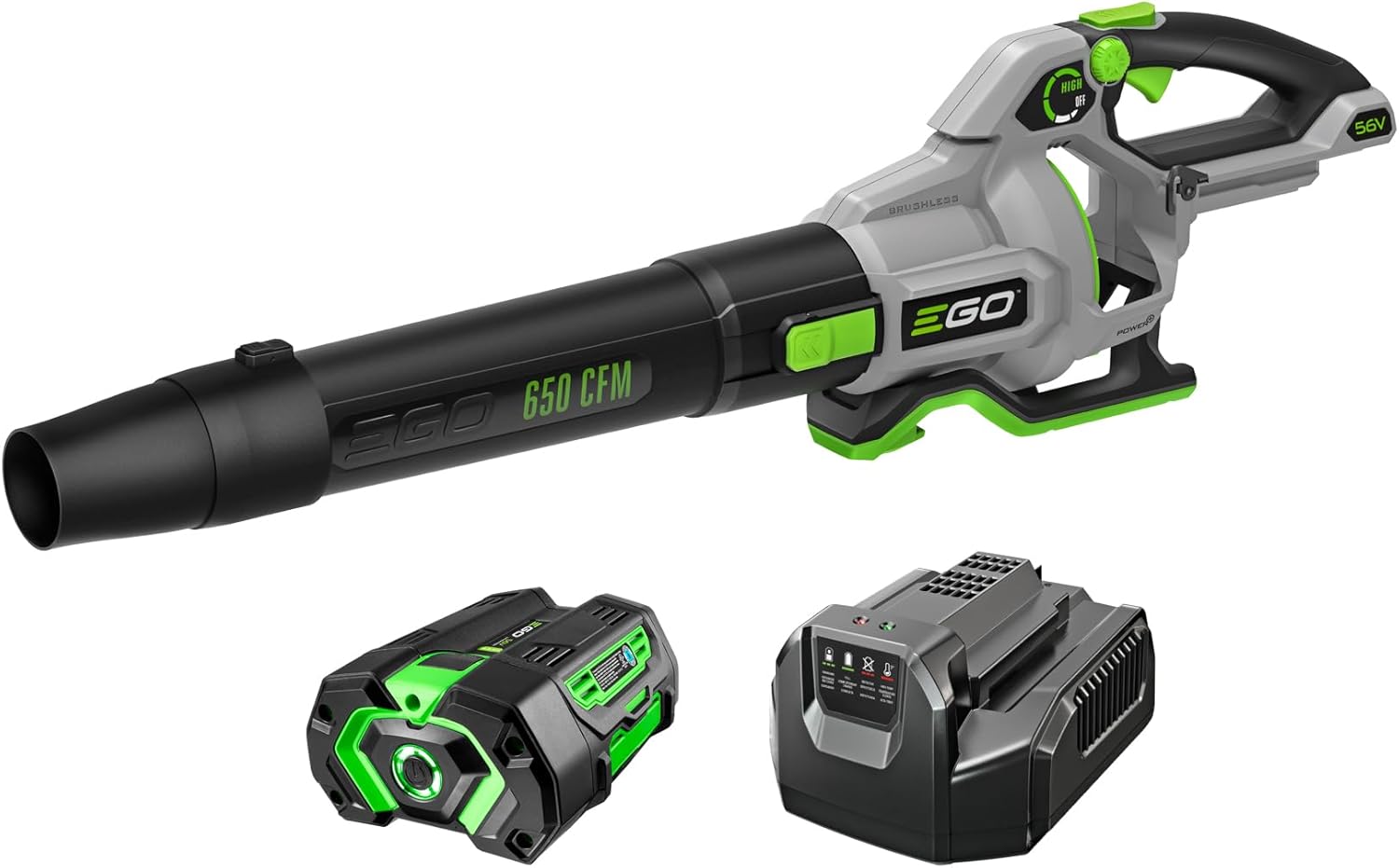 EGO POWER+ Leaf Blower, Cordless Electric 650 CFM, Includes 56V 5.0Ah Battery and Charger - LB6504
