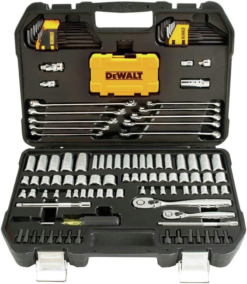 DEWALT Mechanics Tools Kit and Socket Set, 142-Piece, 1/4 & 3/8' Drive, MM/SAE (DWMT73802)