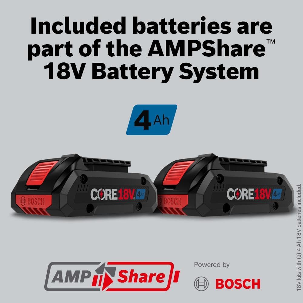 Bosch GBH18V-22K24 18V Brushless SDS-plus® Bulldog™ ¾ In. Rotary Hammer Kit with (2) CORE18V® 4 Ah Advanced Power Batteries