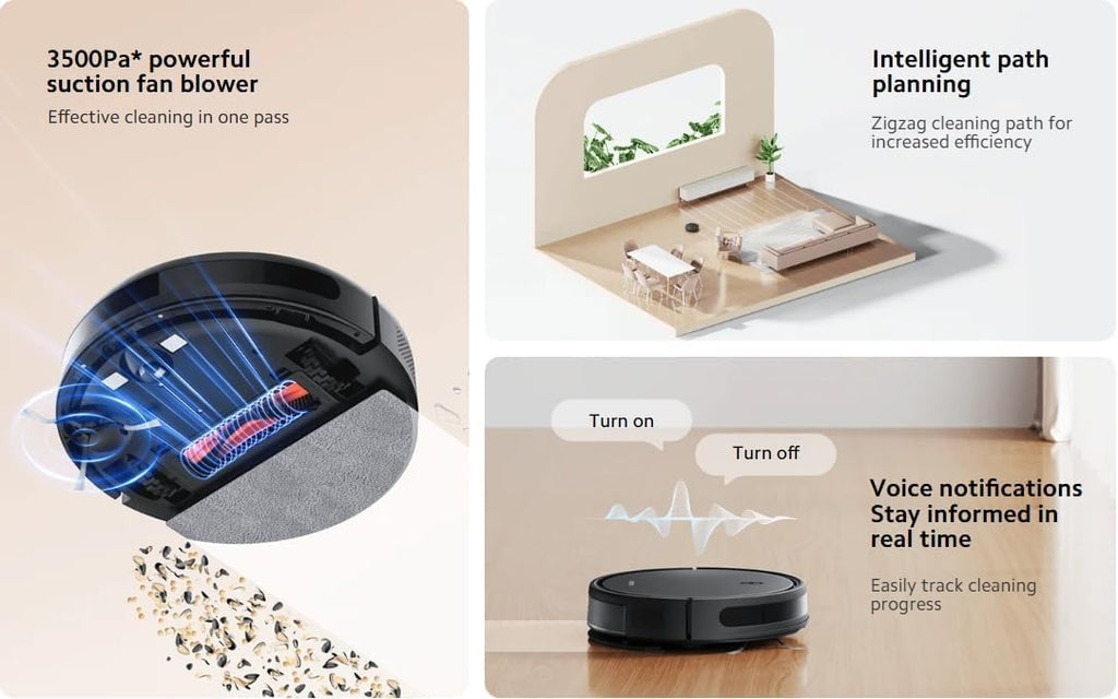 Xiaomi Robot Vacuum E10C, 3500Pa Powerful Suction Fan Blower, Combination of Multiple sensors, App Control, Smart Water Tank, Black