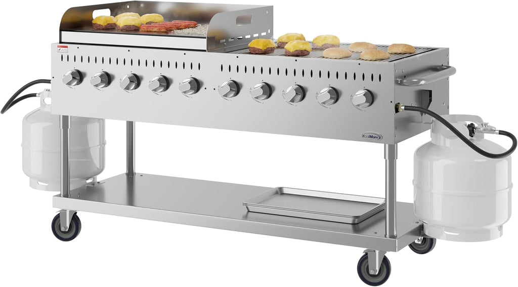 72 in. Commercial Outdoor Propane Gas Grill with 36 in. Griddle in Stainless-Steel, ETL Listed (CGKIT7-G36)