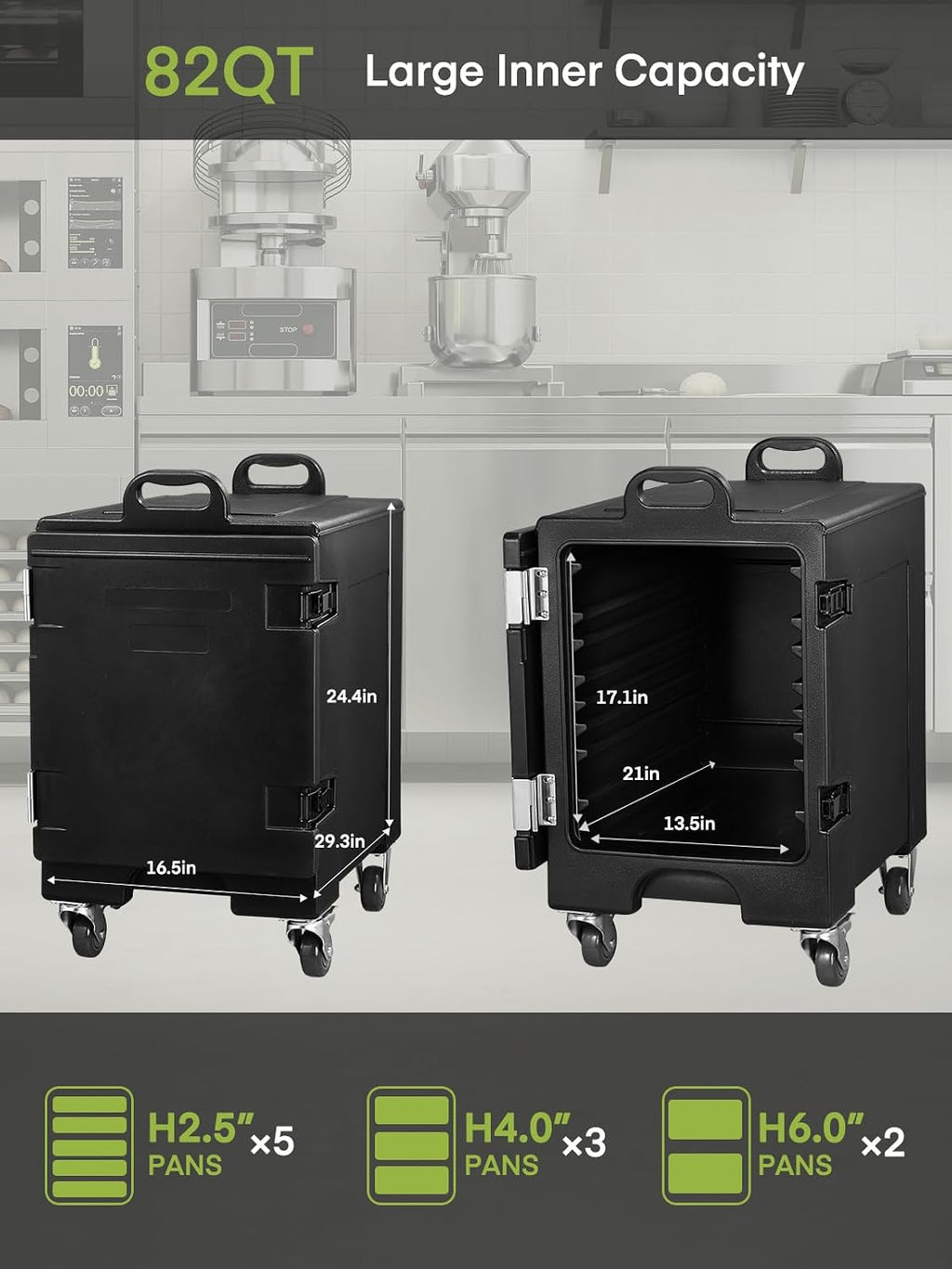 Catering Food Warmer, LLDPE Insulated Food Pan Carrier for Stackable, Handles, Hot Box Food Warmer for Party, Restaurant 2Pcs