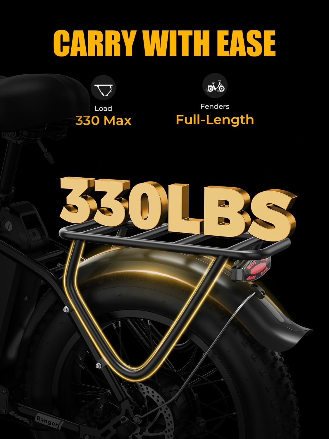 Heybike Ranger 2.0 Foldable Electric Bike for Adults,【1400W Peak Motor, 28+ MPH, 65 Miles Range】 20'×4 Fat Tire All-Terrain Ebike, 48V 15AH Removable Battery Step-Thru Electric Bicycle for Commuter
